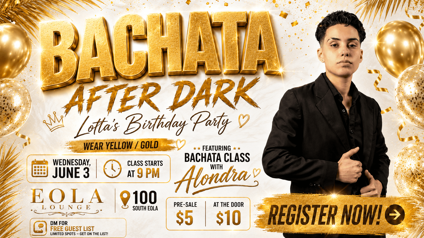 Bachata After Dark at Eola Lounge — Lotta's Birthday Party, Wednesday June 3